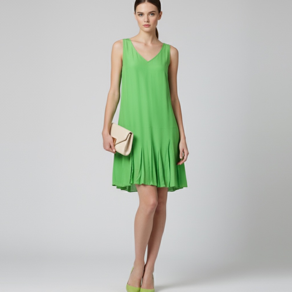NWT Polo Ralph Lauren Lime Green A-Line Silk Mini Dress Size 2